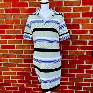 Banana Republic Short Sleeve Striped Geometric Print Polo Shift Dress  XS